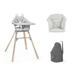 Stokke Clikk High Chair Combo with Cushion and Travel Bag (Grey Chair, Nordic Grey)