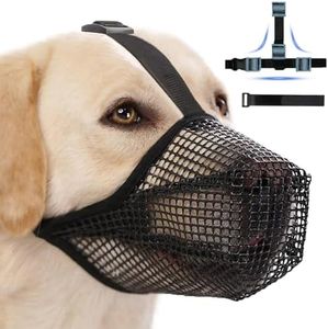 Dog Muzzle, Breathable Pet Mask Dog Training Muzzle, Muzzle for Large Dog with Velcro Straps, Prevent Eating Biting Chewing Dog Mouth Guard Cover for Small Medium Large Dogs (L)