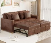 YODOLLA Sofa Bed, 3-in-1 Sleeper Bed,Corner Sleeper Sofa Bed for Living Room,Convertible Sofa Pull Out Sofa Bed Adjustable Sectional Sofa With Side Pocket, Saddle Brown