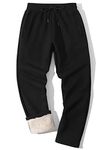 Yameekamulga Sherpa Lined Active Sweatpants Men Boy Winter Thick Brushed Jogger Gym Cycling Pants Water Wind-Resistant