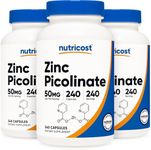 Nutricost Zinc Picolinate 50mg, 240 Vegetarian Capsules (3 Bottles) - Gluten Free and Non-GMO