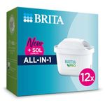 BRITA MAXTRA PRO All-in-1 Water Filter Cartridge 12 Pack (New) - Original BRITA Refill reducing impurities, Chlorine, PFAS, pesticides and limescale for tap Water with Better Taste