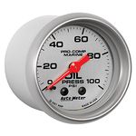 Auto Meter 200790-33 Gauge Oil Pressure (Marine Silver Ultra-Lite 2 1/16", 100Psi, Mechanical, Marine Silver)