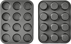 CenturiusCuroisty Non Stick Sturdy 12 Cupcake Baking Muffin Tray Yorkshire Pudding Baking Pan