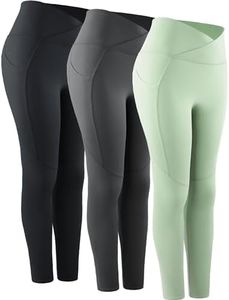 NELEUS Women's Yoga Pant Tummy Control High Waist Running Leggings with Pocket, 9124 Black/Grey/Light Green,3 Pack, Medium