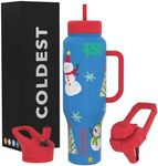 Coldest Tumbler with Handle and Straw, 100% Leak Proof Insulated Tumbler with Lid and Straw (3 Lids), Stainless Steel Tumblers for Women & Men, Cup Holder Friendly Base, 46 oz (Mr. Snowie)