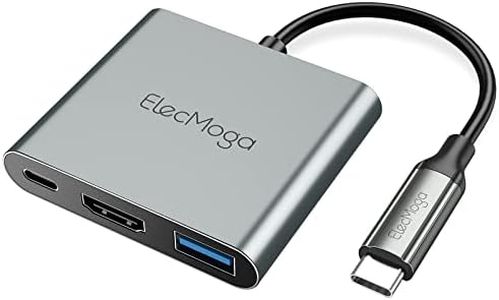 ElecMoga USB C to HDMI Adapter, USB C Hub-4K HDMI Output with USB 3.0 + USB C Multiport AV Digital Converter Adaptor Compatible Charging Port for MacBookPro,iPad,HP,Samsung S23 and More-Grey