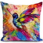 KUNQIAN Fummingbird Cushion Cover Decorations Gift for Women Bird Pillow Cover Outdoor Colorful Decor Home Livingroom Couch Sofa 18"x18"(45x45cm)