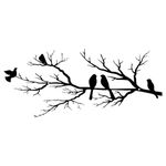 ESTART Metal Birds Wall Art, Metal Vivid Birds on Branch Silhouette Wall Decor Black Leaves with Bird Outdoor Metal Hanging Wall Sculpture for Home Balcony Garden(Large)