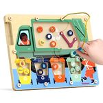 TOP BRIGHT Magnetic Maze Toys for 3 Years Old - Wooden Board Game with Magnetic Balls, Magnetic Colour Maze Toys for 4 5 6 Year Olds, Montessori Travel Toys for Toddlers on Plane