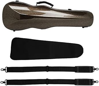 Hapihom Étui pour violon 4/4 en fibre de carbone, super léger, boîte triangulaire avec hygromètre, étui de voyage portable café brossé