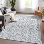 jinchan Area Rug 4x6 Washable Rug Indoor Bedroom Rug Entryway Rug Non-Slip Geometric Accent Contemporary Soft Carpet for Living Room Dining Room, Grey