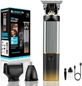 JAMAKY 3 in 1 Man's Grooming Kit, Beard Trimmer for Men, Shaver Head, Nose Trimmer, Low Noise, with LED Indicator Light, Gifts for Men