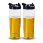 Frenchware Oil Dispenser (Pack of 2, 1 Litre Each) 100% Food-Grade, BPA-Free Plastic, Ideal for Storing & Pouring Liquids, Cooking Oils, Refined Oils, Olive Oil, Vinegar, Soy Sauce (Textured Blue)