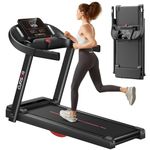 CURSOR FITNESS Folding Treadmill for Home, 2.5 HP Quiet Brushless Motor, 265LBS Capacity, 12 KM/H Foldable Walking Running Treadmills Machine with Pulse Sensor and LCD Display for Office Gym (Black)