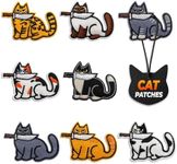 Cat Patches Iron On & Sew On Set of 8 – Easy Fix Embroidered Funny Patches for Hats, Jackets, Backpacks, Jeans & Bags – Cute Cat Patch Set, Gifts for Mom, Dad for Animal Lovers and DIY Decor