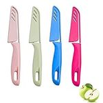 Ailelan Fruit Knife, 4 Pack Small Kitchen Knife Sets with Protective Cover, Sharp Vegetable Knife Set, Stainless Steel Fruit Knives Small Suitable for Most Vegetables, Fruits and Meat