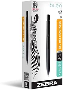 Zebra Pen bLen Retractable Ballpoint Gel Pen, Black Barrel, Medium Point, 0.7mm, Black Ink, 12-Pack (41410)