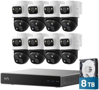 eufy 4K NVR Security Camera System S4 Max, 8 Cam with 8TB HDD, POE, Wired, 24/7 Recording, Triple Lens Bullet-PTZ Cam, 360° PTZ, Up to 16CH, Cross-Cam Tracking, 8× Auto Zoom, Smart Video Search