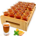 Shot Glasses Set of 24 Large Shot Glasses and Holder 1oz/30ml Shot Glass Tray Stand Thick Base for Party Club Bar Home Tools Restaurant Barware Glassware Drinking Spirit Tasting Gifts