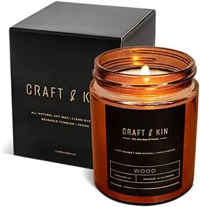 Premium Wood Candle | Cedar Scented Candle Holiday Candles | 8 oz 45 Hour Burn | Crackle Candle, Soy Candle, Winter Candle Gifts for Women | Soy Candles for Home Scented | Scented Candles for Men