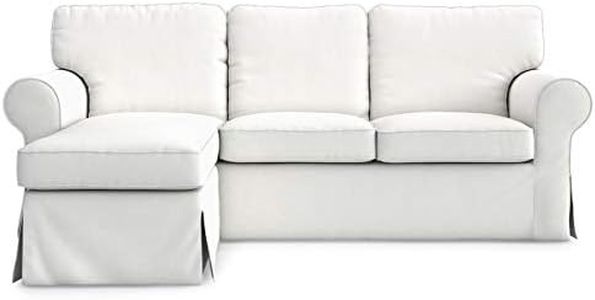 MASTERS OF COVERS Ektorp Loveseat (2 Seat) with Chaise Lounge Cover Replacement Cutomoized for IKEA Ektorp Sectional 3 Seat Sectional Sofa Slipcover Replacement-White