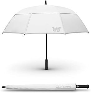 Weatherman Umbrella - Stick Umbrella - Windproof Umbrella Resists Up to 55 MPH Winds - (White)