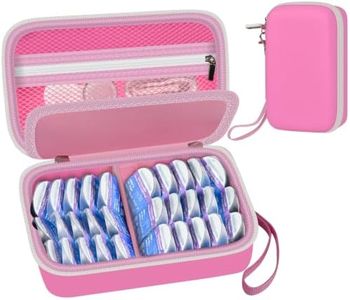 GWCASE Daily Contact Lens Case Fits 30+ Disposable Daily Lenses, Portable Contact Lens Storage Organizer with Mesh Pocket, Travel Contact Solution for Cosmetic Lens & Accessories- Pink (Case Only)