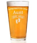 CARVELITA Promoted To Aunt Est 2025 Beer Glass, 16oz Engraved Beer Pint, Gifts For New Aunt, New Aunties Gifts For Her, First Time Aunt Gifts, Aunt To Be Gifts, For Mother's Day, Christmas