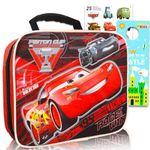 Disney Cars Lunch Box for Boys Kids Bundle ~ Premium 2-Sided Insulated Lightning McQueen Lunch Bag (Disney Cars School Supplies)