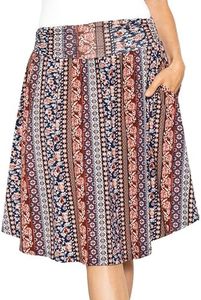 Women's Pocket Skirt Boho Natural Floral 5X