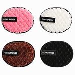 4 Pcs Make-up Remover Towel Reusable Makeup Remover Pads Microfibre Face Cleansing Cloths Face Wipes Pad Bamboo Cotton Pads for All Skin Type, black