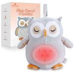 FUNYKICH Owl White Noise Machine with Red Light & 12 Sounds, Recording Function & Wireless Speaker, Auto-Off Timer, Removable Washable, Baby & Toddler Sleep Aid Gift Baby Essentials for Newborn