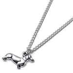 Dachshund Necklace, Cute Silver Tone Dog Charm Pendant on 16 Inch Silver Plated Curb Chain, Gift Idea for Sausage Dog Lovers, Pet Owner Gift