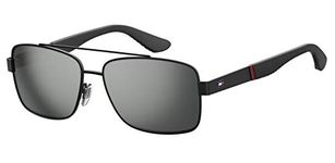 Tommy Hilfiger Men's Th1521s Square Sunglasses, Black & Silver, 59 mm