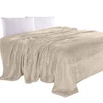 Elegant Comfort Luxury Velvety Feel Blanket, All-Season Lightweight Blanket, Ultra Plush, Soft, Cozy-Fuzzy Flannel Fleece for Couch, Sofa, Bed, Travel, Solid Design, King/California King, Cream-Beige