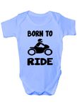 Born to Ride/Motorbike Funny Babygrow Babies Gift Boy/Girl Vest 3-6 Blue