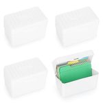 BSTKEY 4 x 6 inch Plastic Index Card Holder Recipe Card Box, Set of 4 White Flash Card Case Note Card Box Storage Organizer for 10 x 15cm Index Card Flashcard Recipe (No Cards)