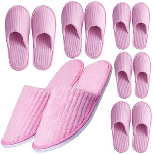 6/10/12 pairs Spa Slippers for Guests, Washable Reusable Disposable Slippers for Women Men, Jacquard Fleece Closed-Toe Design for Hotel, Bathroom, Bedroom, Wedding, Travel, SPA Bulk Slippers for Guest Use