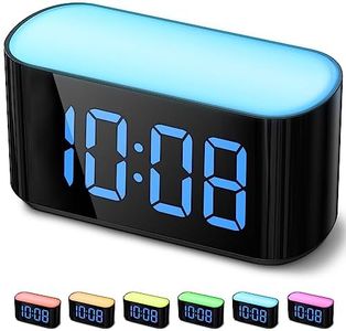 HOUSBAY Digital Alarm Clock for Bedrooms - Large Display Easy to Read Across The Room, 7 Larger Color Night Light, Dual Alarm, Dimmer, True Battery Backup, Adjustable Volume（Blue）