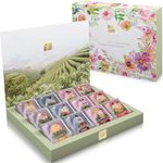 Teabloom Flowering Tea Chest - Curated Collection of 12 Varieties of Flowering Teas Packaged in Beautiful Gift-Ready Tea Box