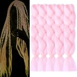 ItsUHair Pink Braiding Hair Jumbo Box Braids Hair Extensions Glowing Kanekalon Braiding Hair Glow in Dark Braiding Hair (Pink)