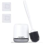 Toilet Brush, Silicone Toilet Bowl Brush and Holder Set with Ventilated Holder, Toilet Cleaner Brush for Bathroom Cleaning,Toilet Scrubber with Floor Standing & Wall Mounted Without Drilling