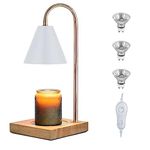 GUARIOL Candle Wamer Lamp with Timer, 1H/2H/4H Available, Dimmable with 3 Bulbs, Apply to Small and Large Candles, White Metal Candle Melter, White Vintage Aromatherapy Wax Melting Lamp