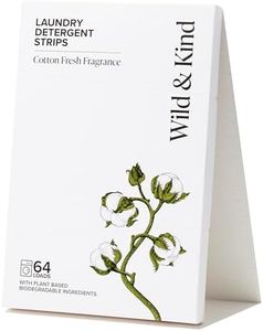 Wild & Kind Laundry Detergent Strips Sheets 64 loads Eco Ultra-Concentrated Non-Bio Cotton Fresh Scent for Machine and Hand Washing