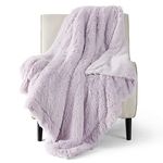 Bedsure Soft Sherpa Faux Fur Throw Blanket for Couch – Fluffy Fuzzy Plush Purple Throw Blanket for Bed, Thick Cozy Shaggy Faux Fur Blankets, Furry Gift Throw Blankets for Couch, Sofa, Bed, 50"x60"