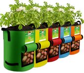 Kopotma 5-Pack Colorful Potato Grow Bags, Heavy Duty with Flap, Potato Planter, 15Gal