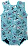 Swim Cosy Baby/Toddler Wetsuit Vest with UPF50 - Neoprene Wrap around design for Boys/Girls 0-3 years - Unicorns, Dinosaurs, Ducks (Happy Sharks, LARGE 18-30 Months)