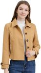 Allegra K Women's Turn Down Collar Long Sleeve Single Breasted Outwear Winter Pea Coat Khaki Medium