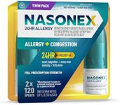 Nasonex 24HR Allergy Nasal Spray, Non-Drowsy, Scent-Free Mist, Allergy Symptoms + Nasal Congestion, Full Prescription Strength, 120 Sprays, 2 Pack